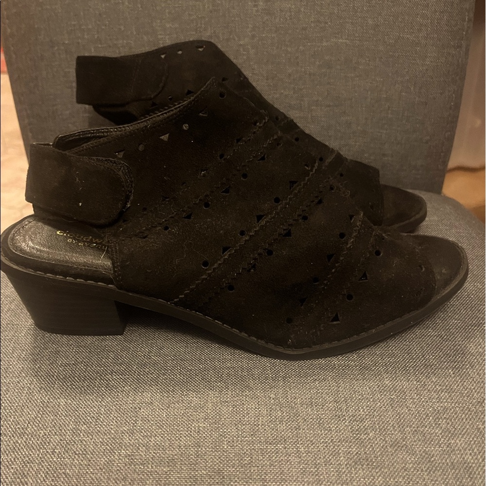 Black Suede Open Toe Booties